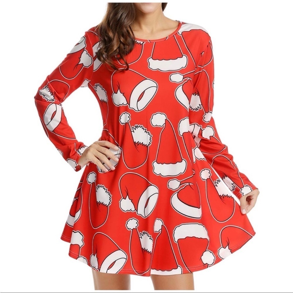 Meaneor Santa Hat Long Sleeve Dress XXL Holiday NWT